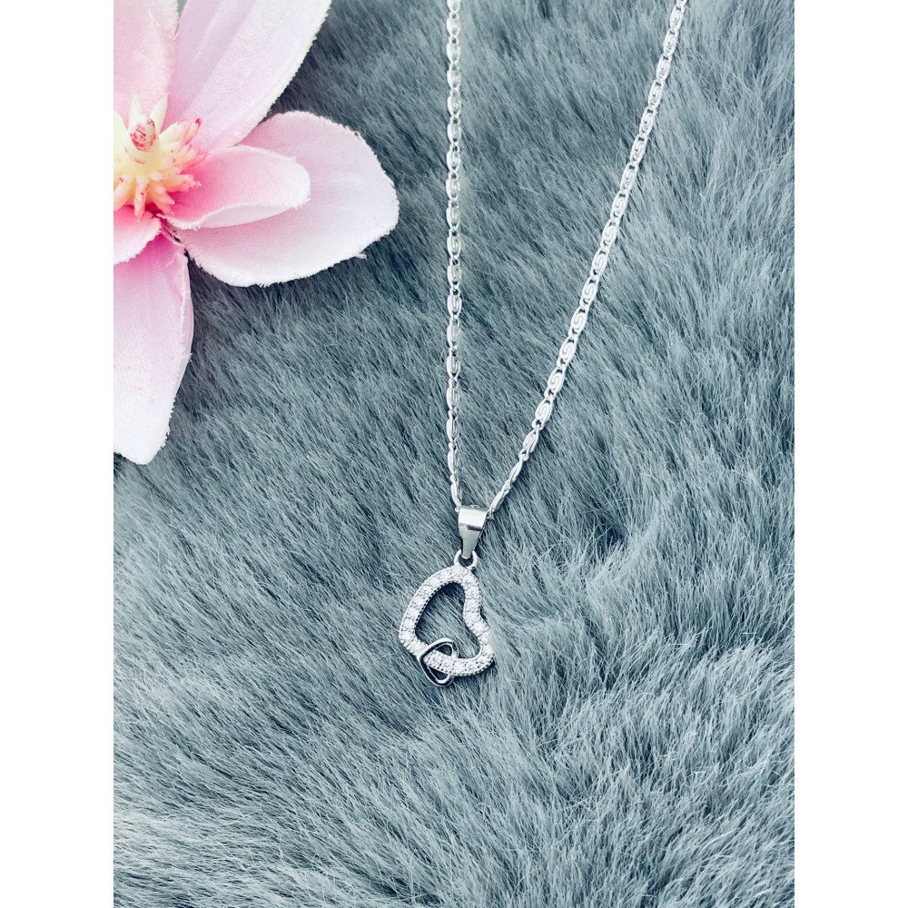 925 Silber Damen Medaillon Anhänger Herz mit Zirkonia