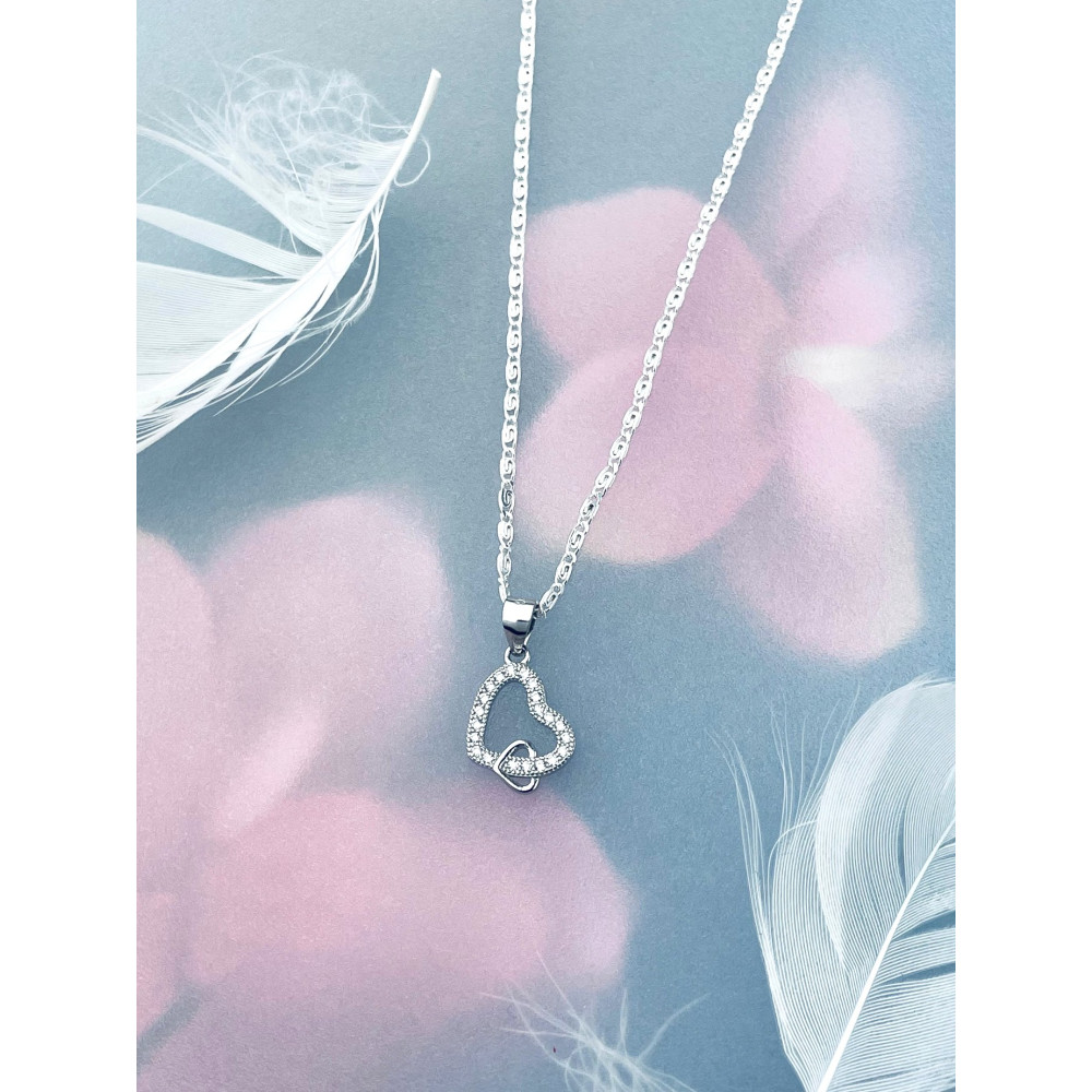 925 Silber Damen Medaillon Anhänger Herz mit Zirkonia