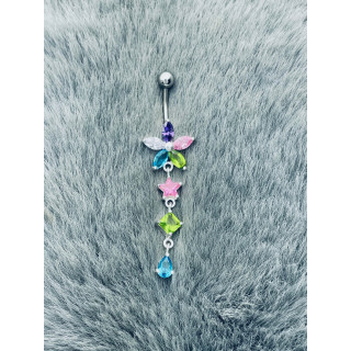 Bauchnabelpiercing Silber 925 Piercingschmuck Banana mit Zirkonia