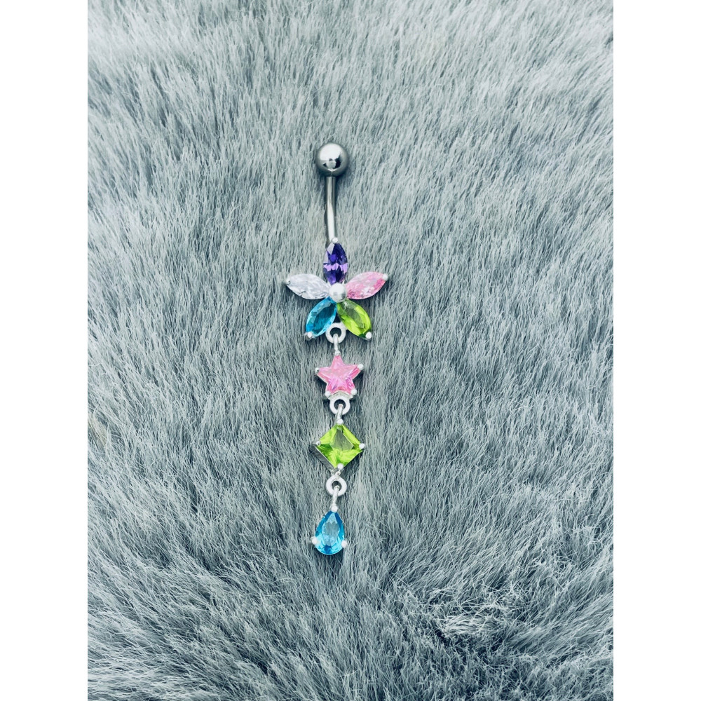 Bauchnabelpiercing Silber 925 Piercingschmuck Banana mit Zirkonia