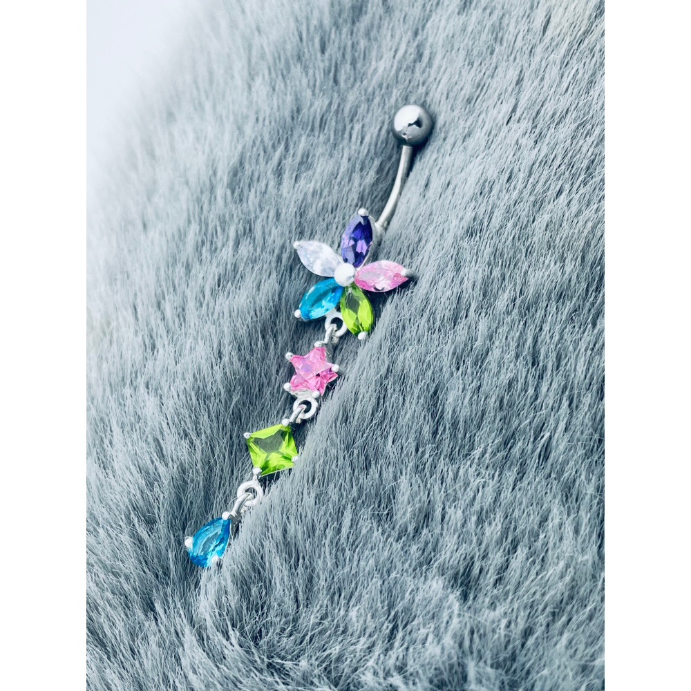 Bauchnabelpiercing Silber 925 Piercingschmuck Banana mit Zirkonia