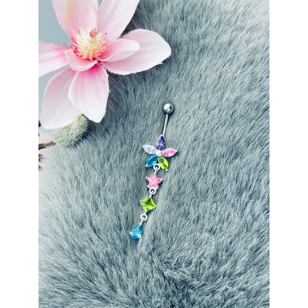 Bauchnabelpiercing Silber 925 Piercingschmuck Banana mit Zirkonia