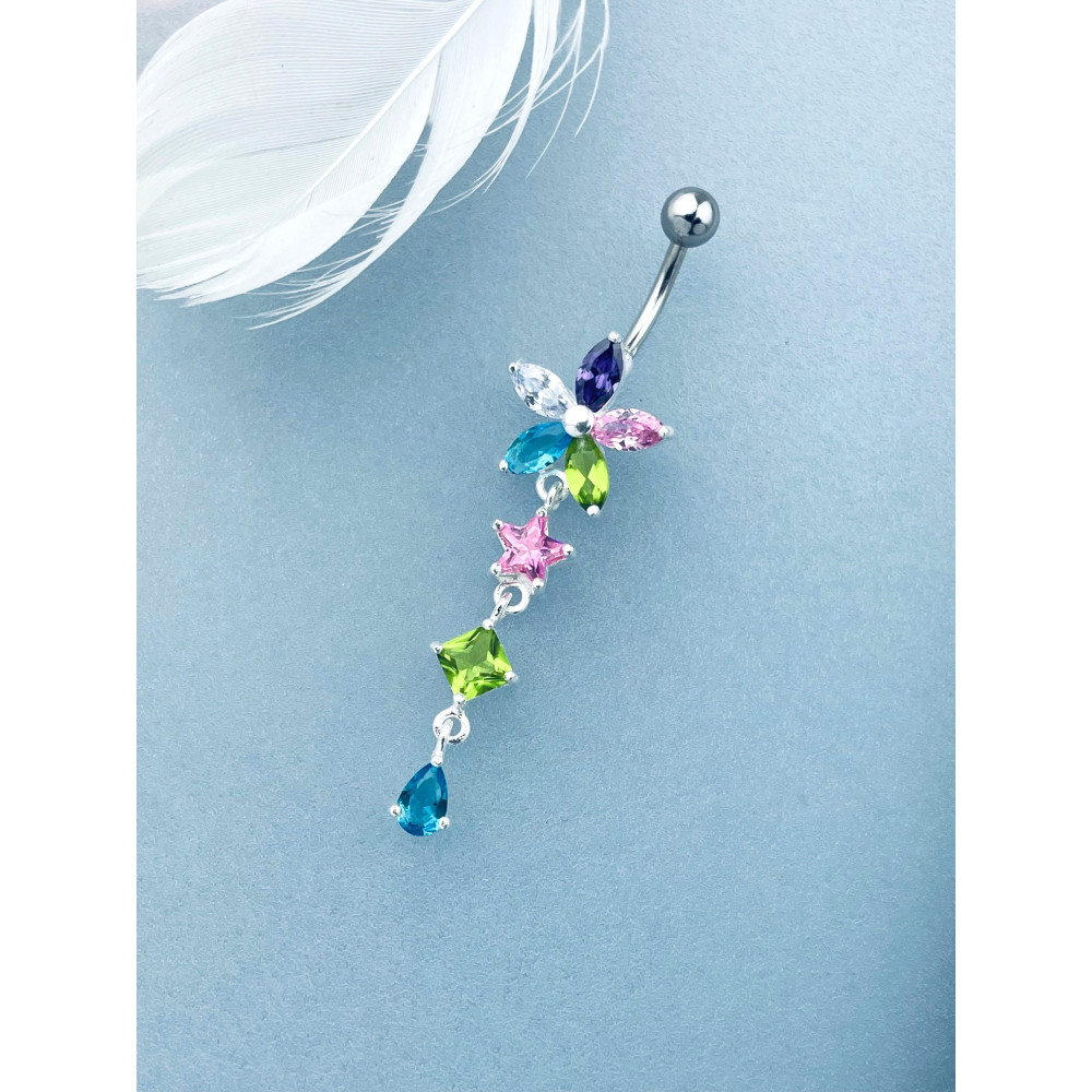 Bauchnabelpiercing Silber 925 Piercingschmuck Banana mit Zirkonia