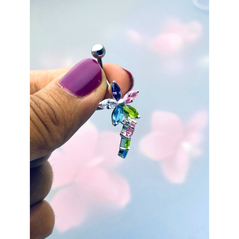 Bauchnabelpiercing Silber 925 Piercingschmuck Banana mit Zirkonia