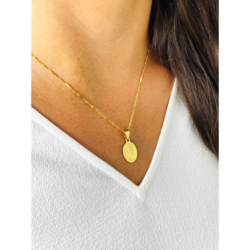 Złoty Medalik Zawieszka Matka Boska Cudowny Medalik szkaplerz Chrzest Komunia