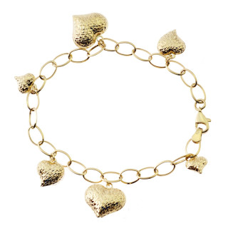Złota bransoletka z zawieszkami serce