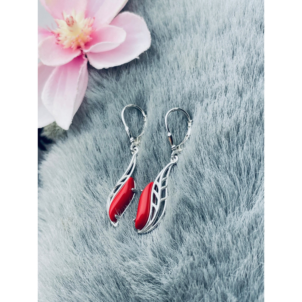 925 Silber Ohrringe mit Korallstein