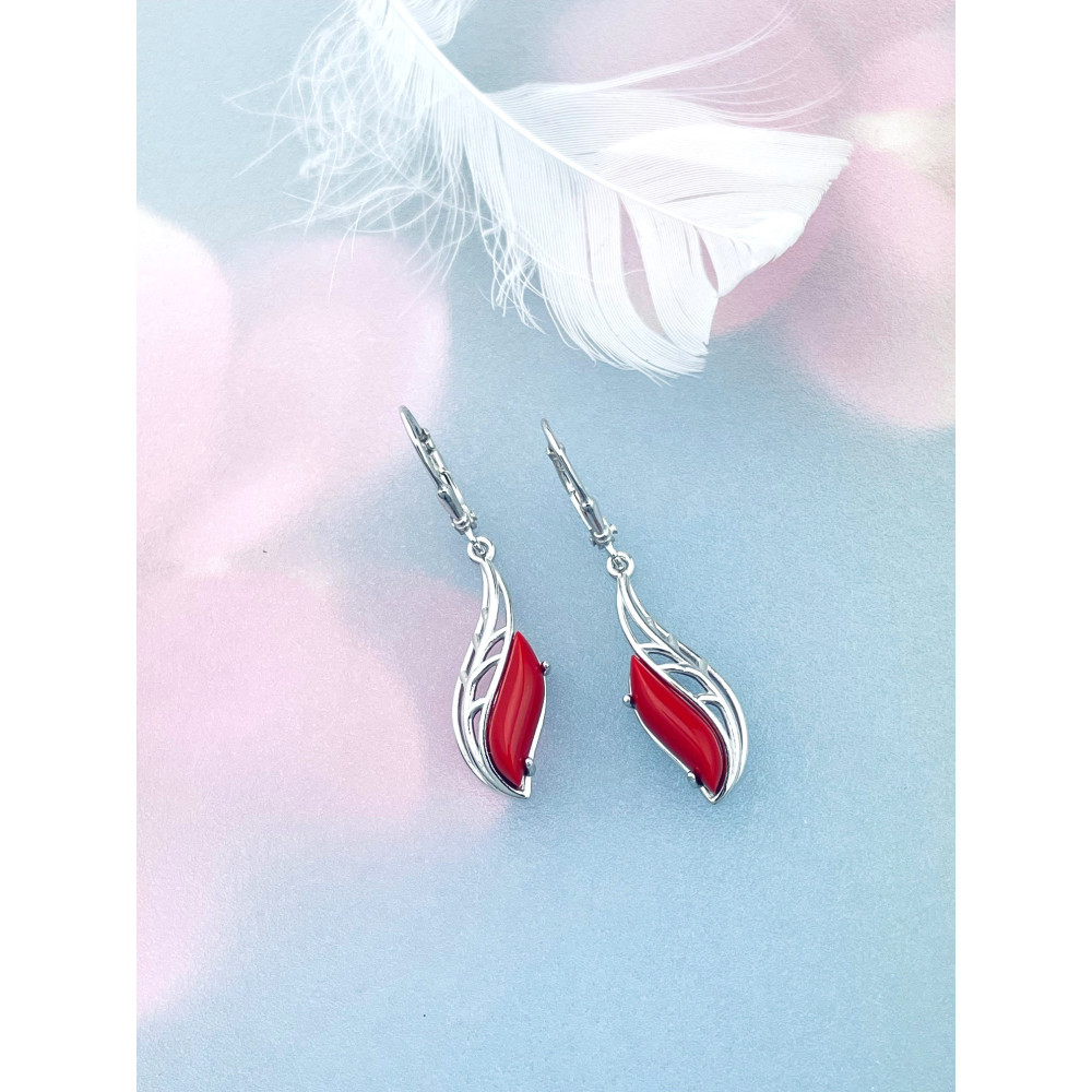 925 Silber Ohrringe mit Korallstein