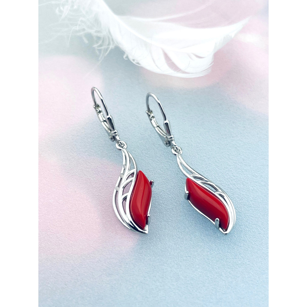 925 Silber Ohrringe mit Korallstein