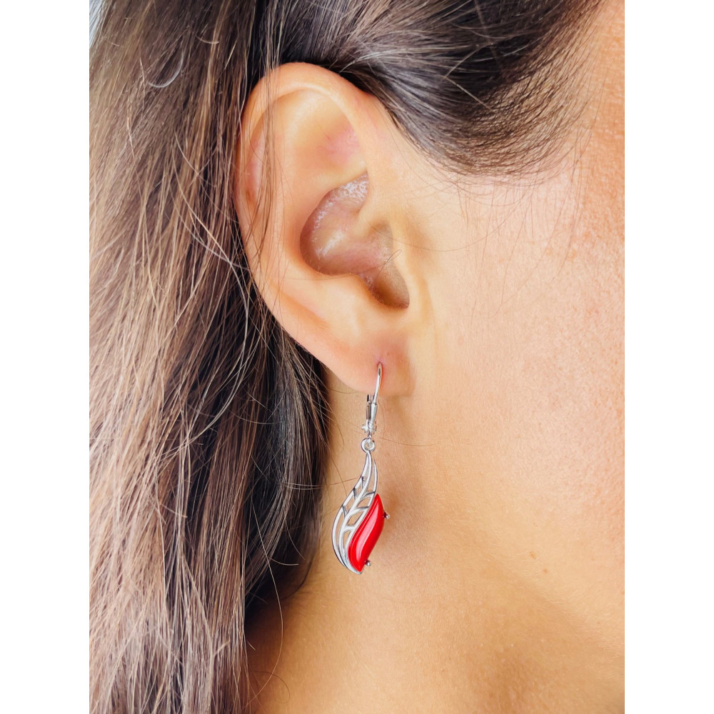 925 Silber Ohrringe mit Korallstein