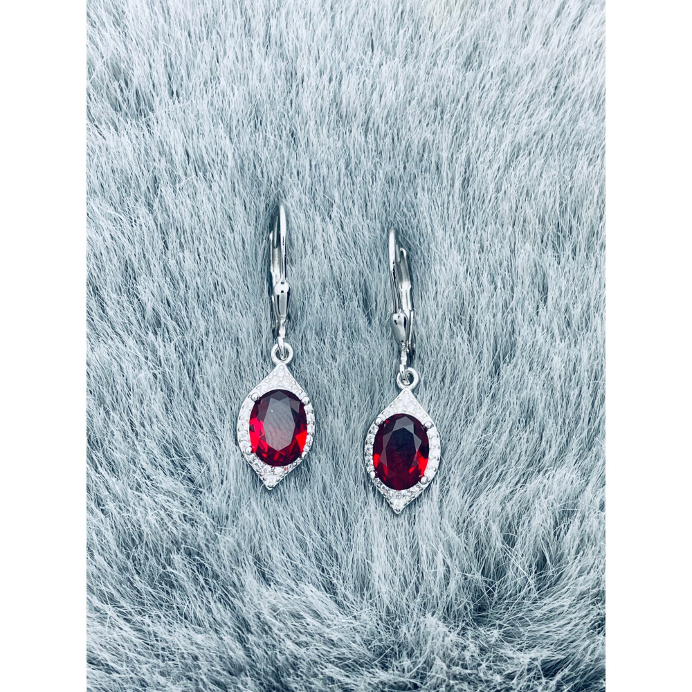 Oval 925 Silber Ohrringe mit Zirkonia