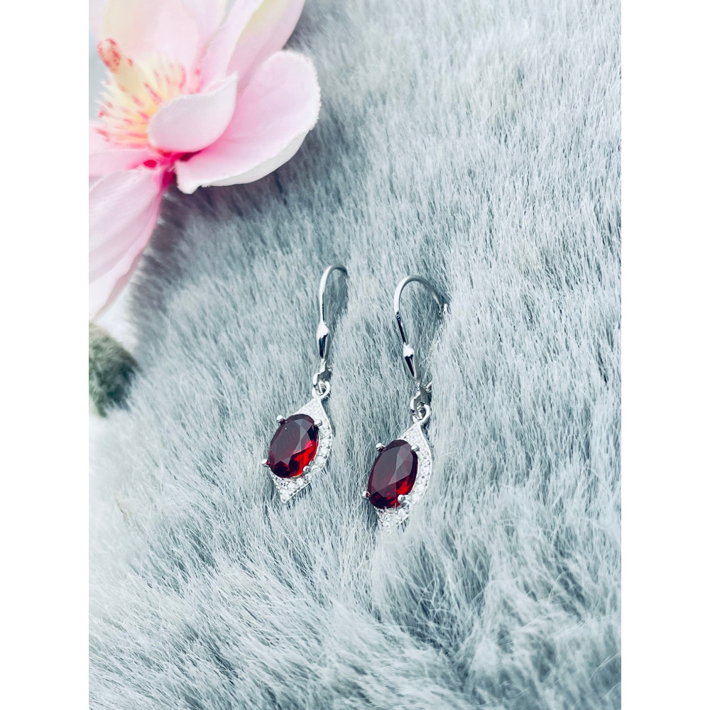 Oval 925 Silber Ohrringe mit Zirkonia