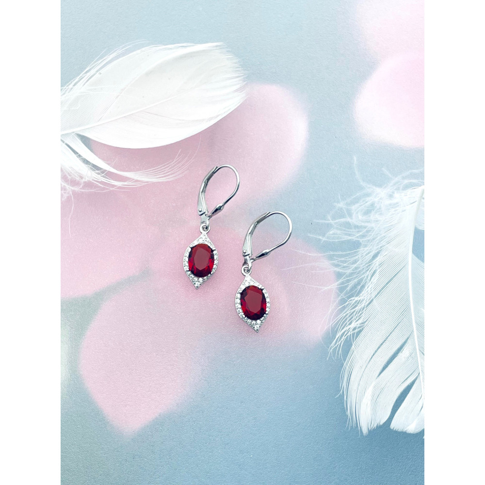 Oval 925 Silber Ohrringe mit Zirkonia