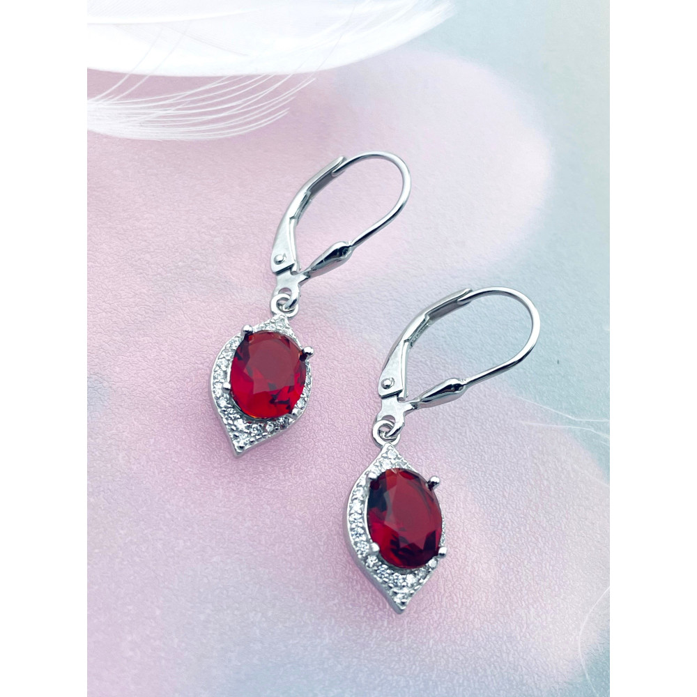 Oval 925 Silber Ohrringe mit Zirkonia