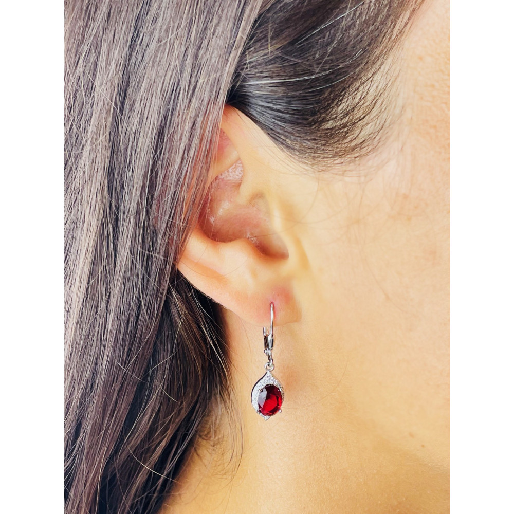 Oval 925 Silber Ohrringe mit Zirkonia