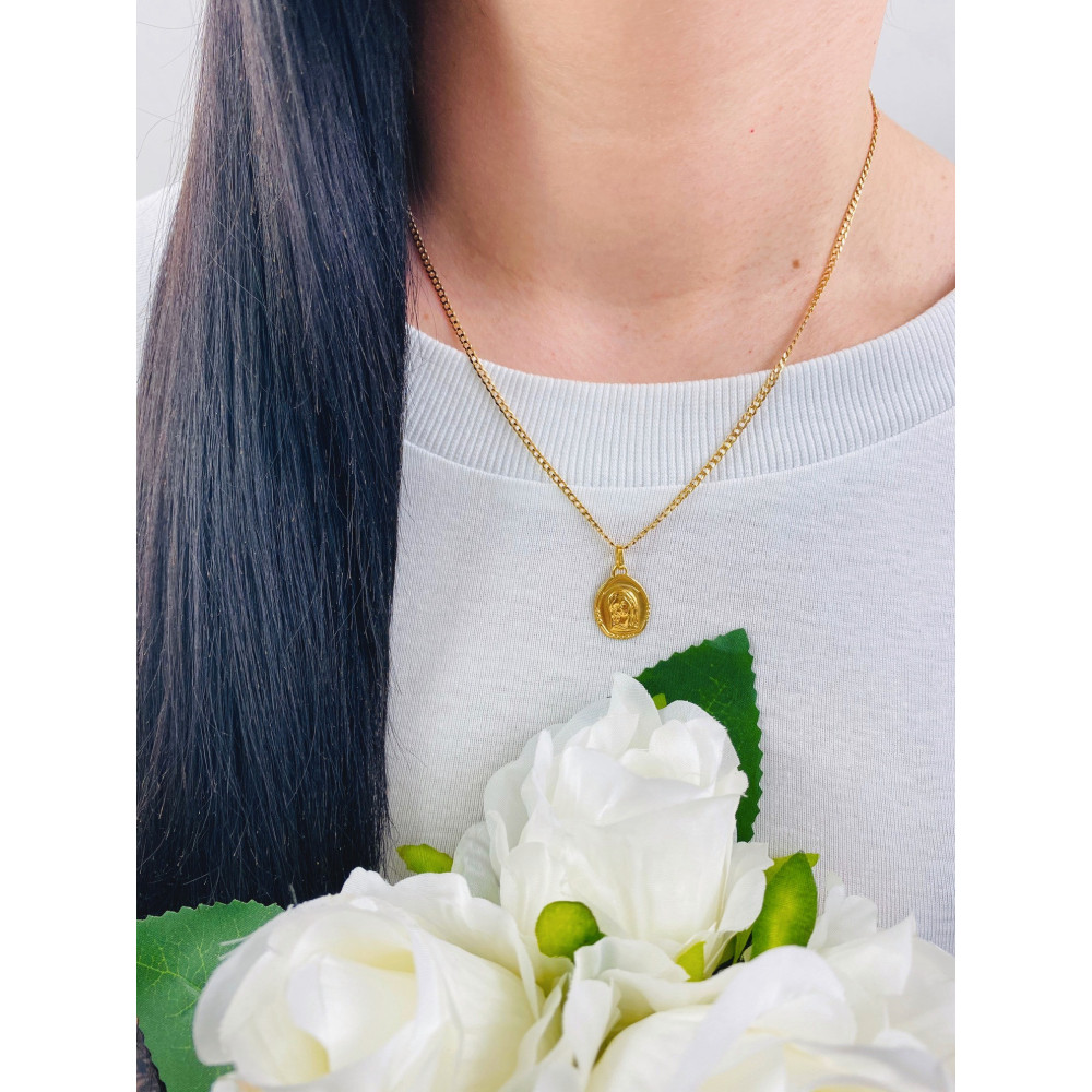 Złoty Medalik Zawieszka Matka Boska Madonna