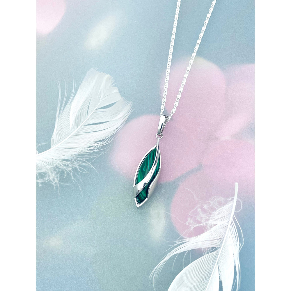 Srebrny wisiorek zawieszka kocie oko zielony obsydian