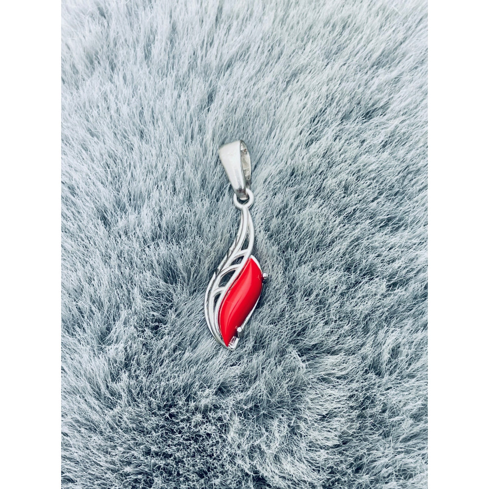 925 Silber Anhänger mit Koralstein