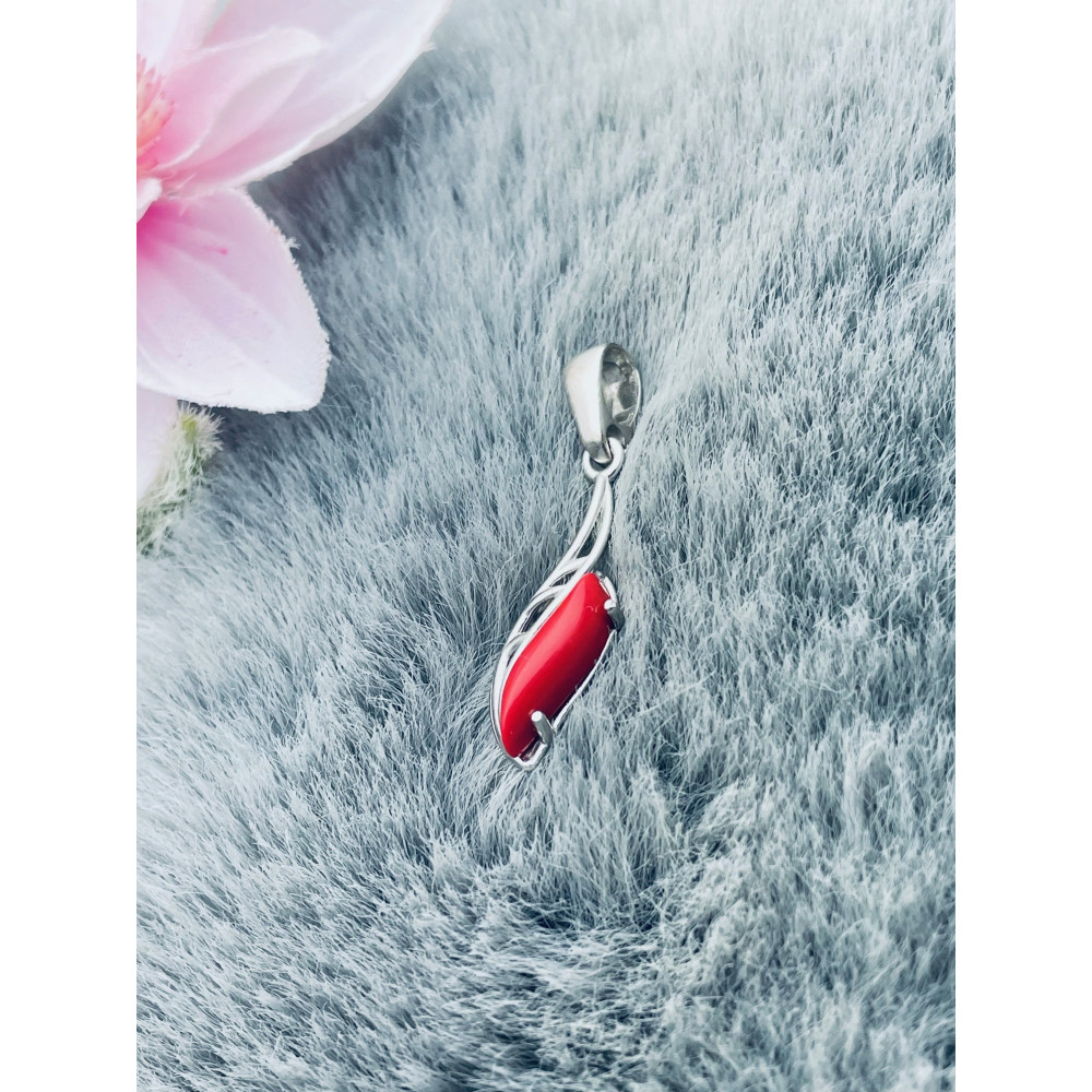 925 Silber Anhänger mit Koralstein