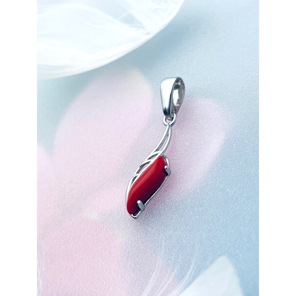 Srebrny wisiorek zawieszka koral listek