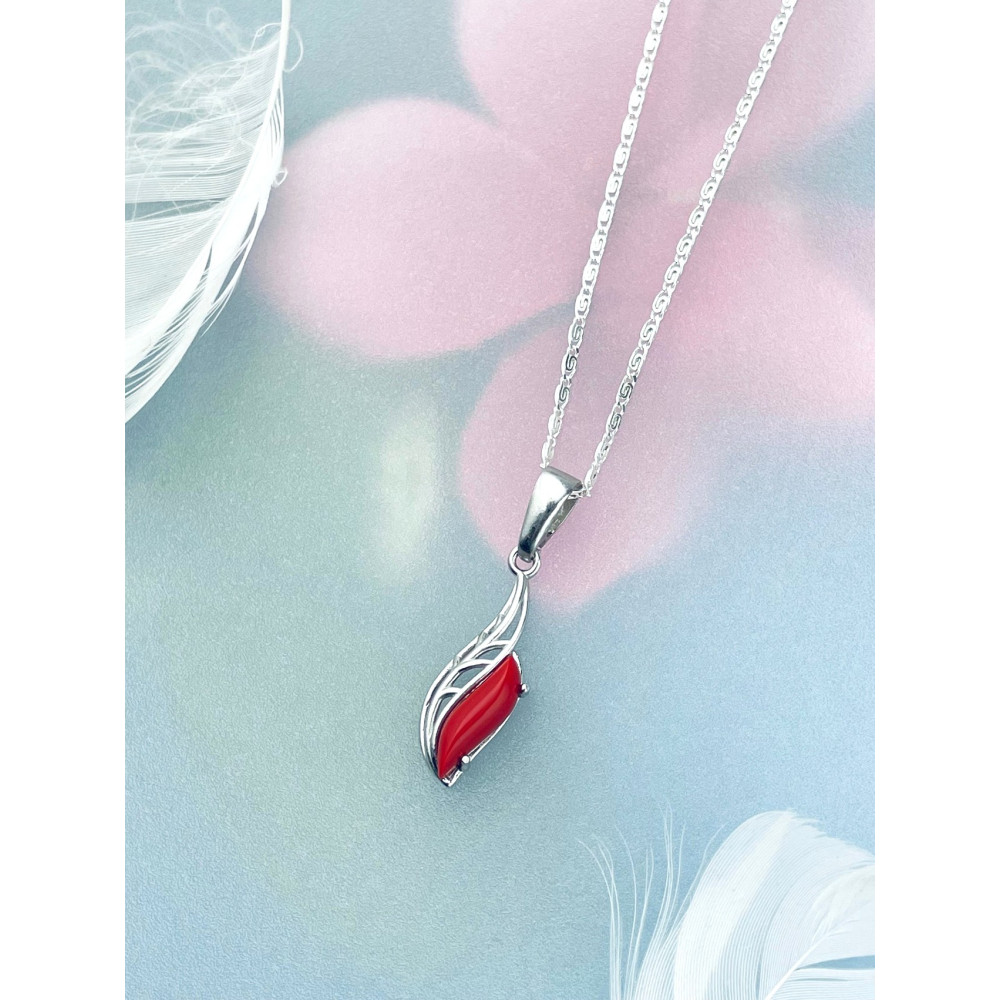 925 Silber Anhänger mit Koralstein