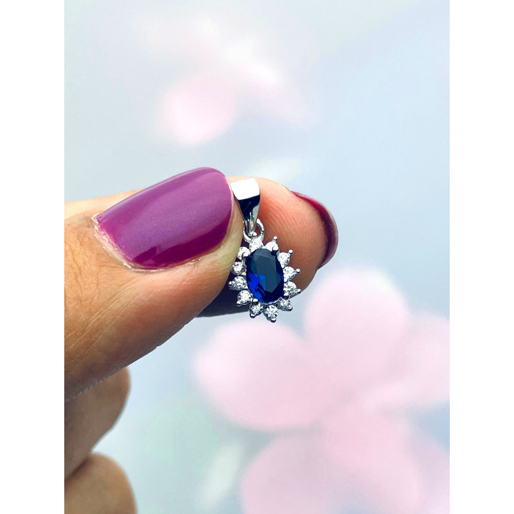 Oval 925 Silber Damen Medaillon Anhänger mit Zirkonia