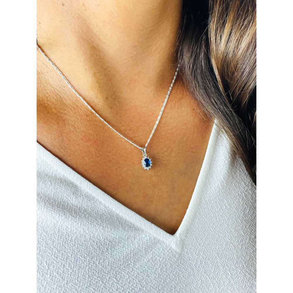 Oval 925 Silber Damen Medaillon Anhänger mit Zirkonia