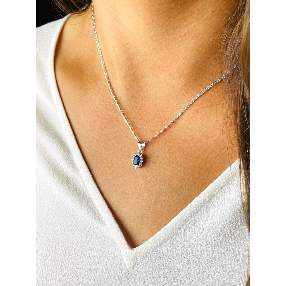 Oval 925 Silber Damen Medaillon Anhänger mit Zirkonia