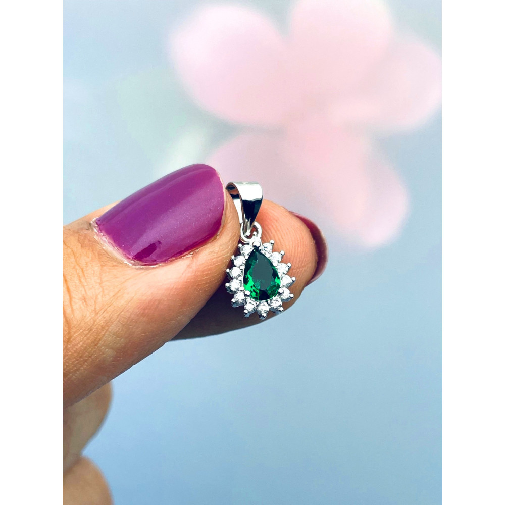 Träne 925 Silber Damen Medaillon Anhänger mit Zirkonia