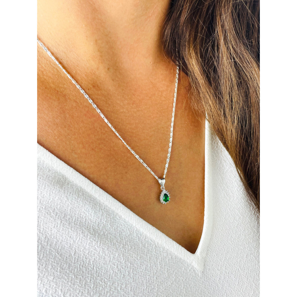 Träne 925 Silber Damen Medaillon Anhänger mit Zirkonia