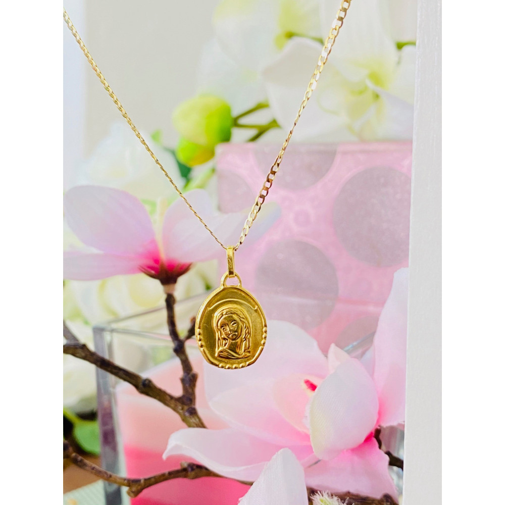 Anhänger Madonna Maria Kettenanhänger Gelbgold