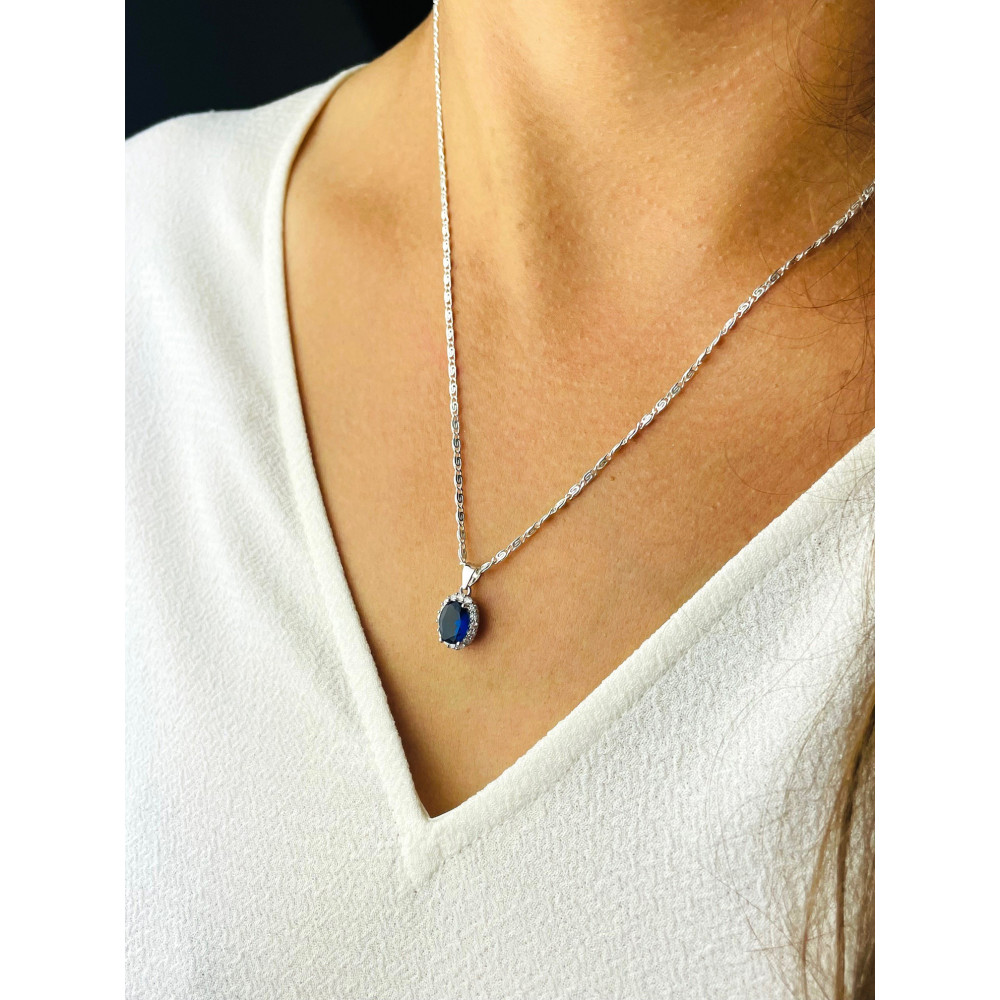 Oval 925 Silber Damen Medaillon Anhänger mit Zirkonia