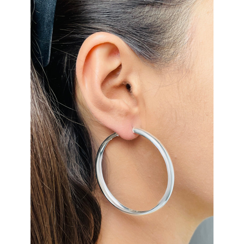 Srebrne kolczyki duże koła szerokie okręgi