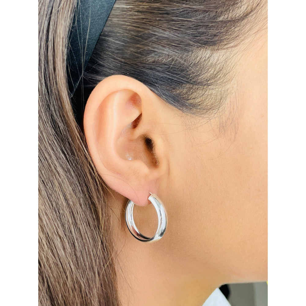Silberne Ohrringe große Kreise
