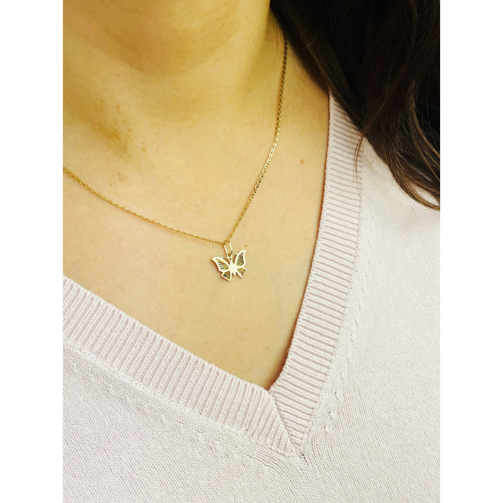 Złoty wisiorek zawieszka motylek frezowany