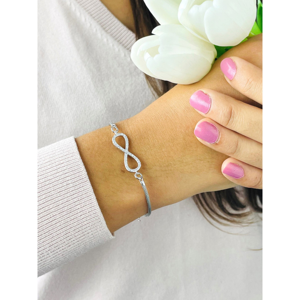 Infinity Armband 925 Silber mit Zirkonia Damen Kinder