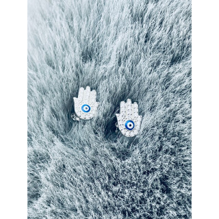 Fatimas Hand 925 Silber Ohrringe mit Zirkonia