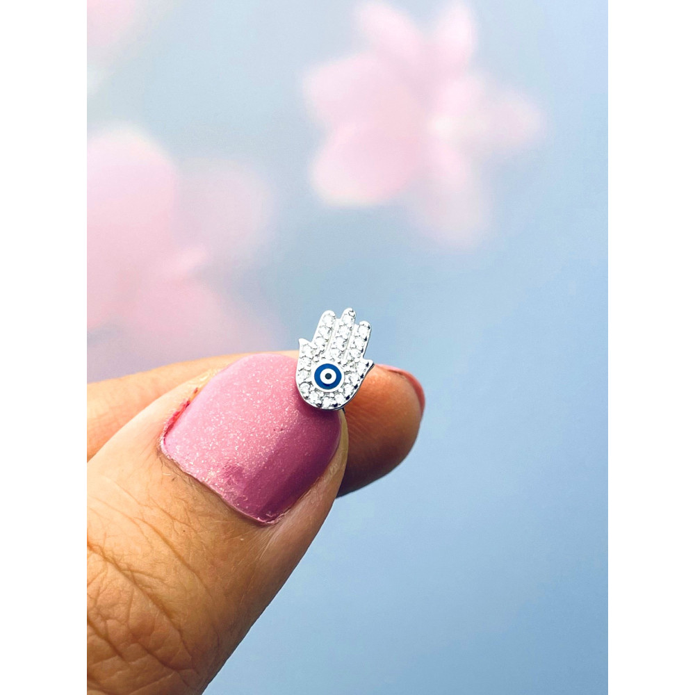 Fatimas Hand 925 Silber Ohrringe mit Zirkonia
