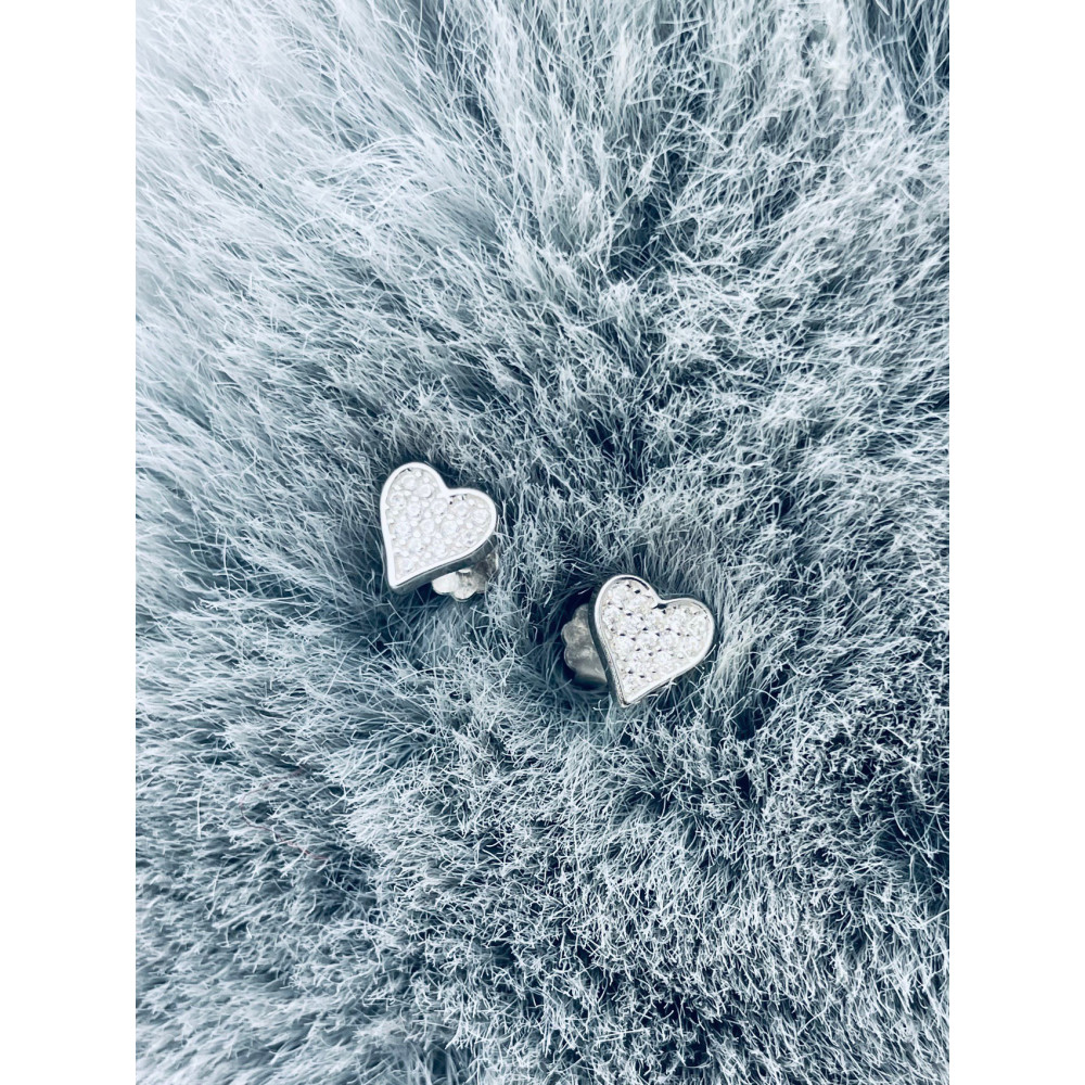 Srebrne kolczyki serca serduszka z cyrkoniami