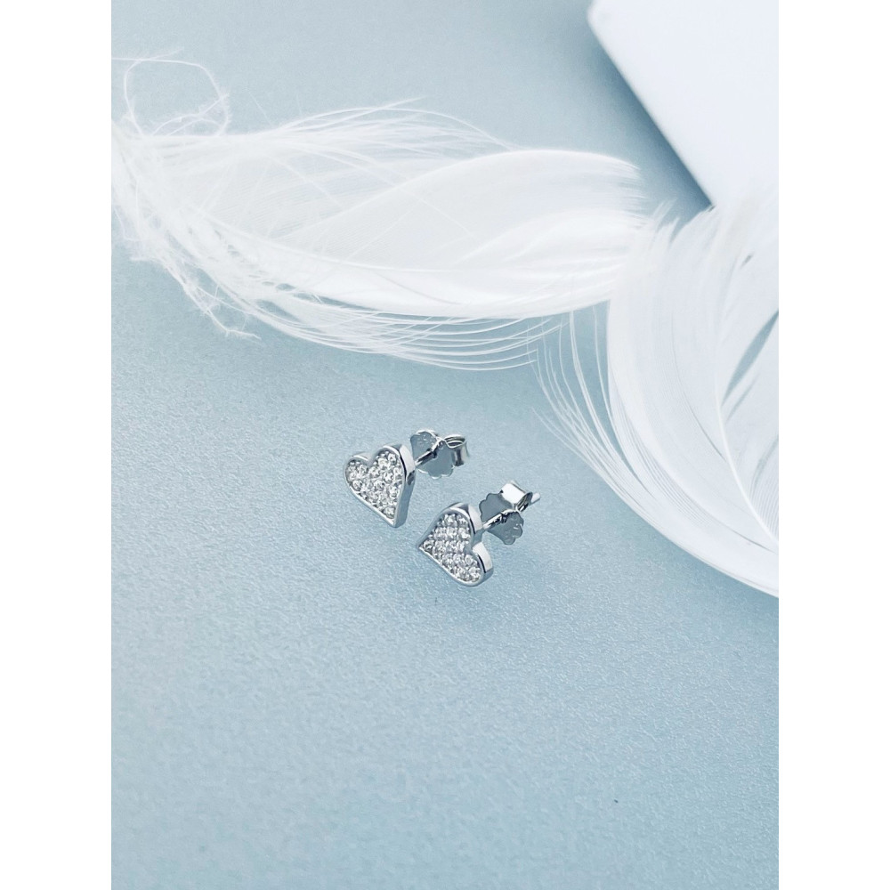 925 Silber Ohrringe mit Zirkonia Herz