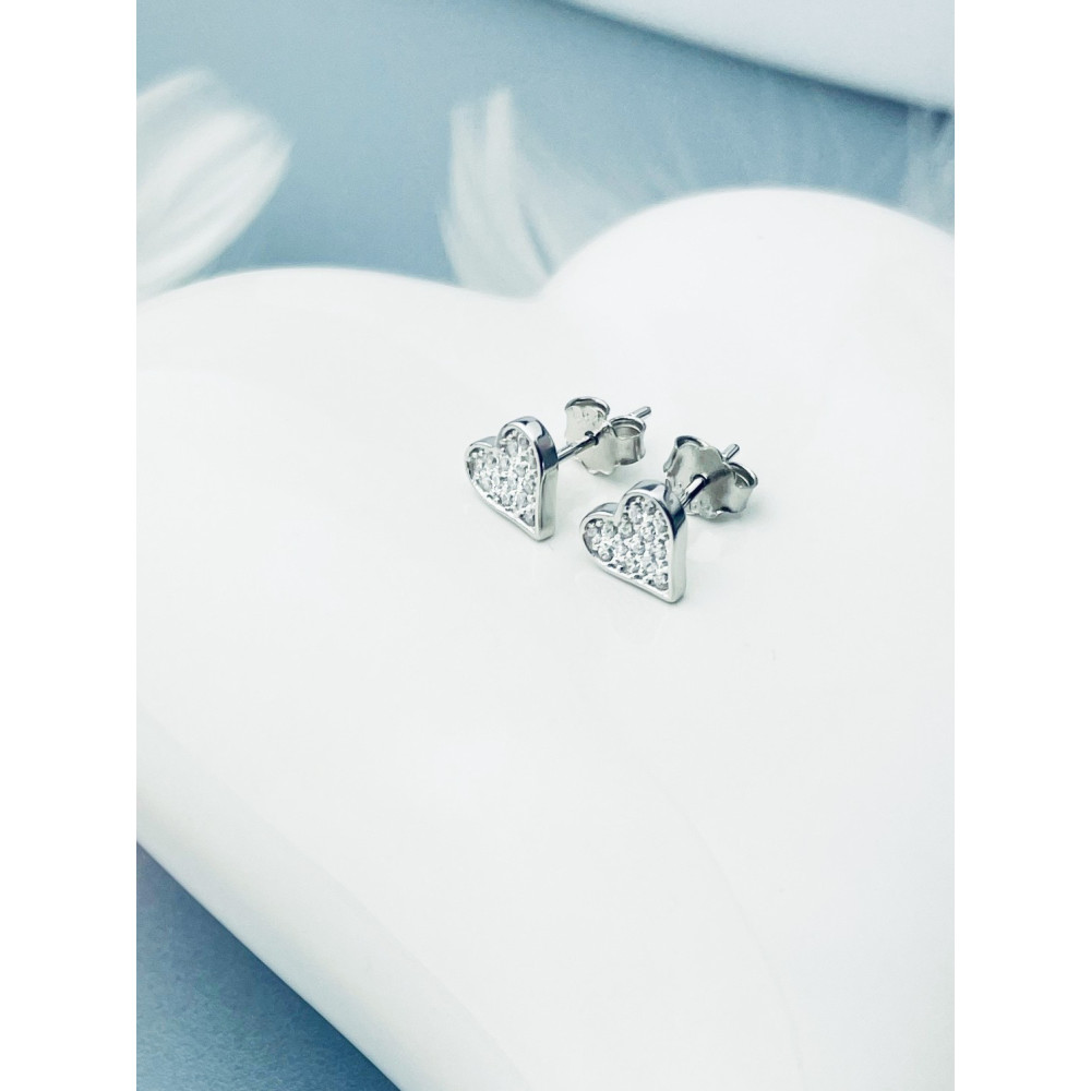 925 Silber Ohrringe mit Zirkonia Herz