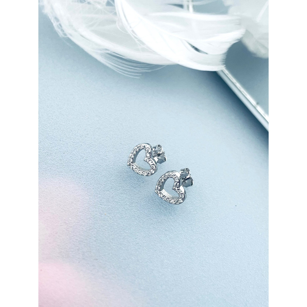 925 Silber Ohrringe mit Zirkonia Herz