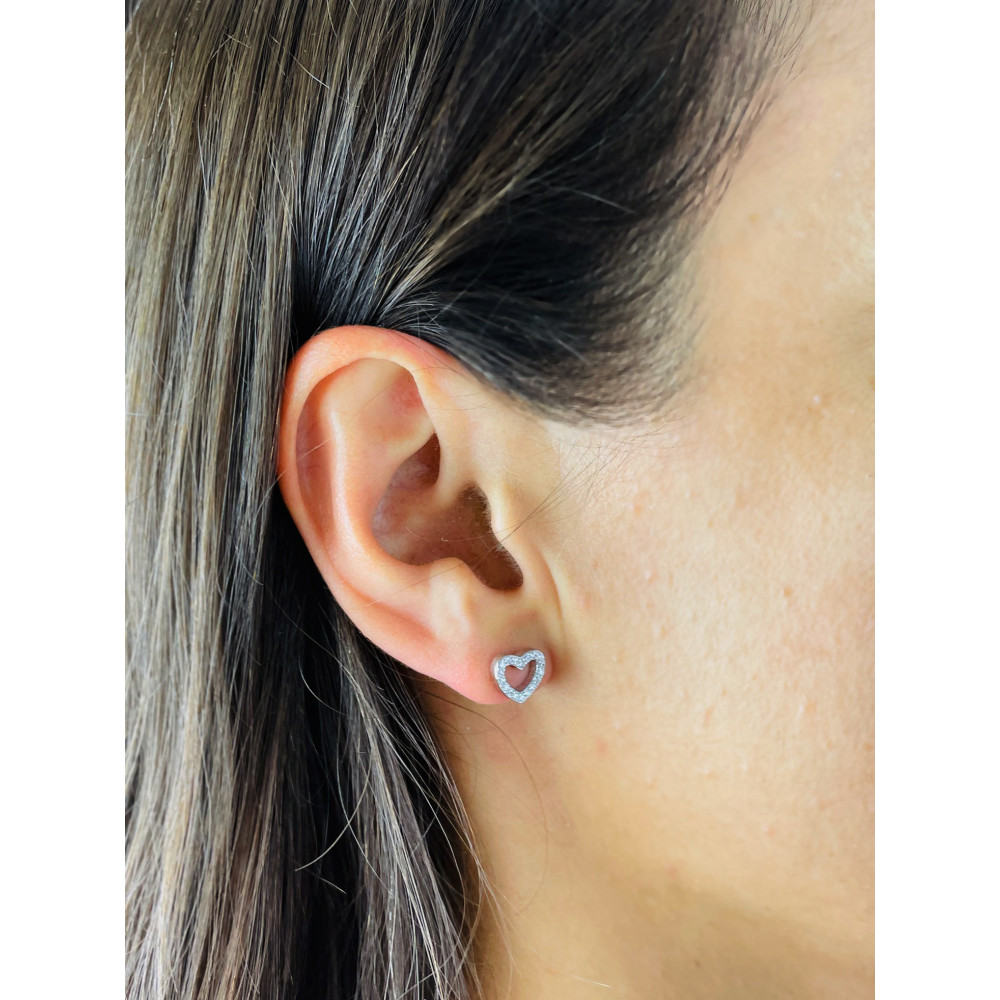 925 Silber Ohrringe mit Zirkonia Herz