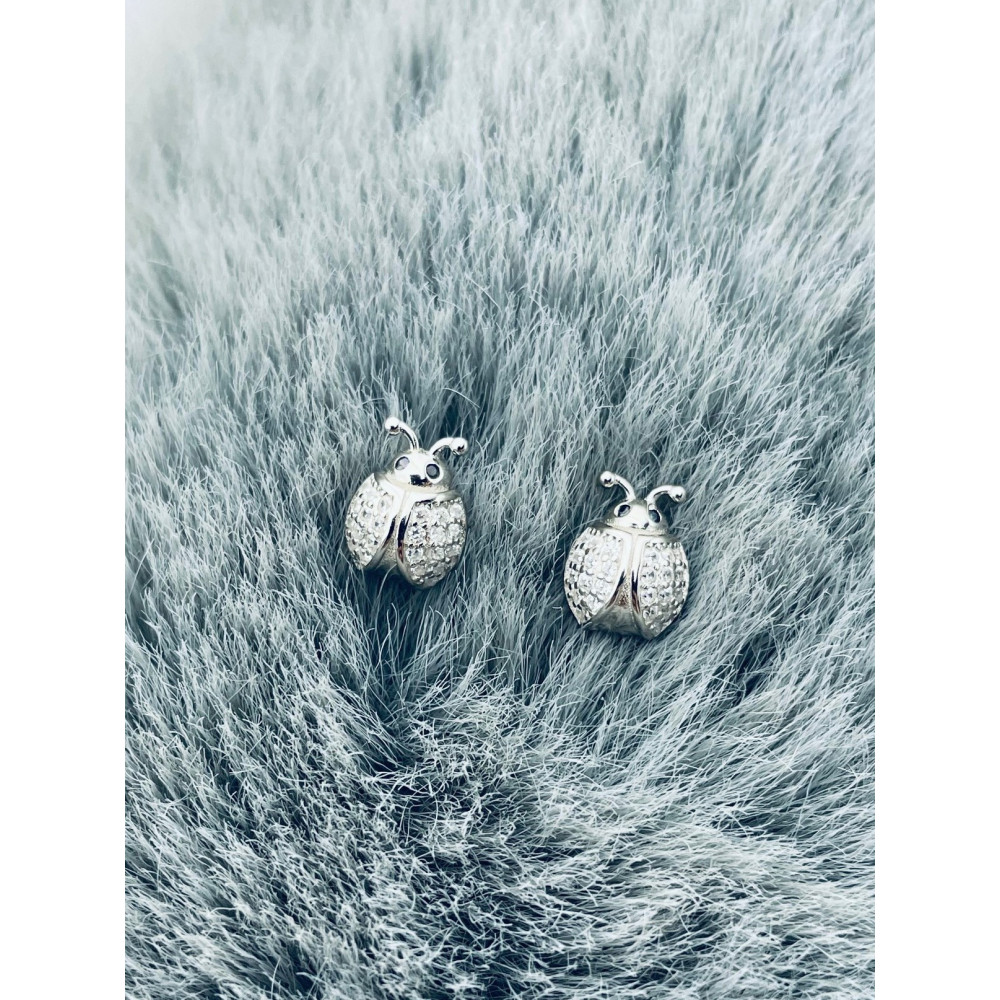925 Silber Marienkäfer Ohrringe mit Zirkonia