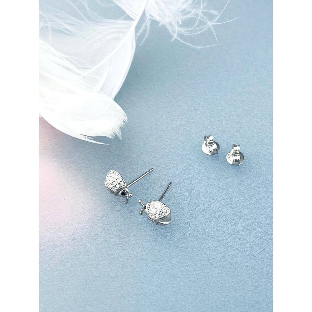 925 Silber Marienkäfer Ohrringe mit Zirkonia