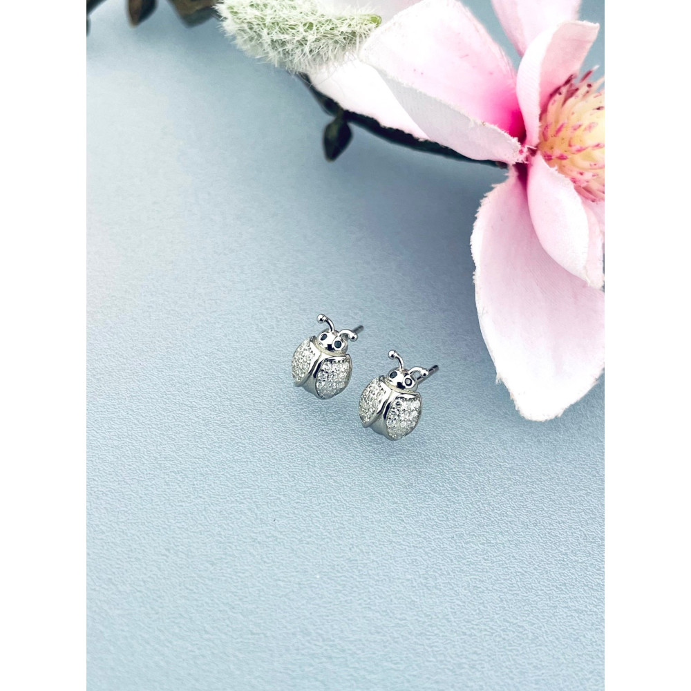 925 Silber Marienkäfer Ohrringe mit Zirkonia