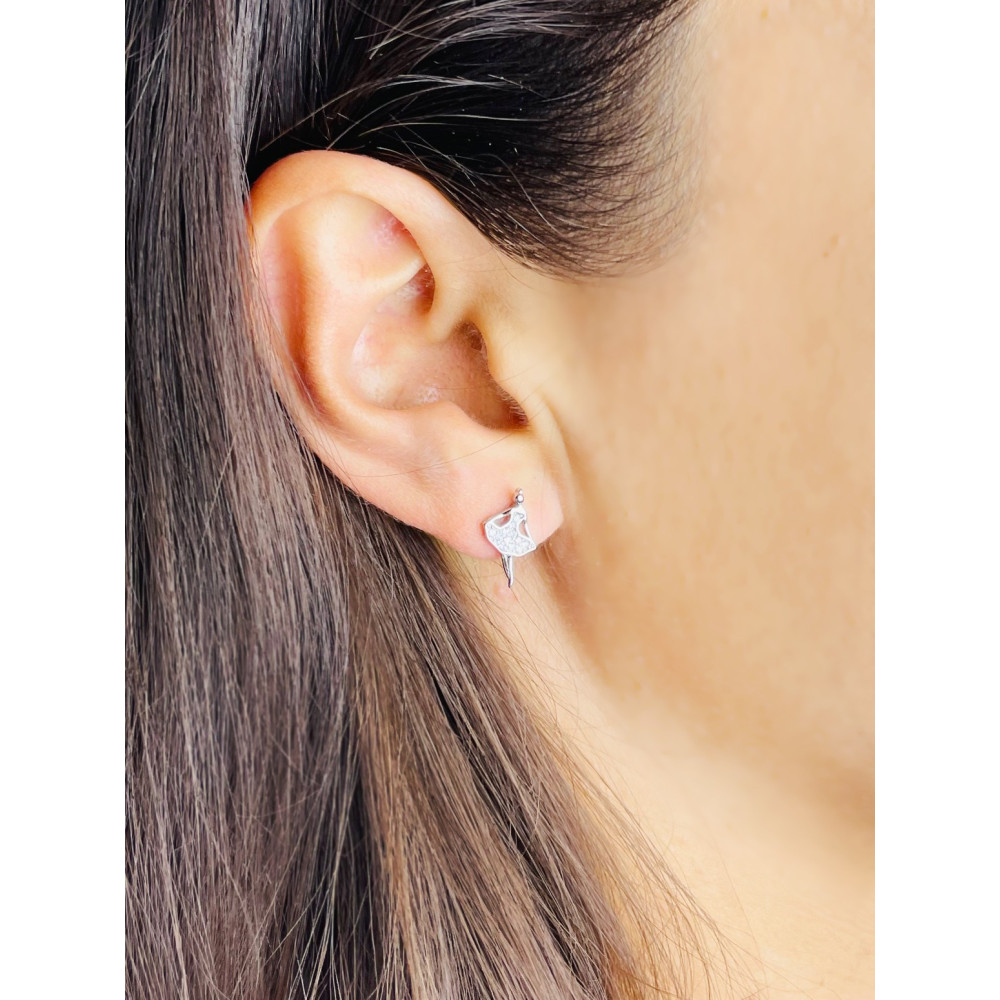 Srebrne kolczyki baletnica z cyrkoniami