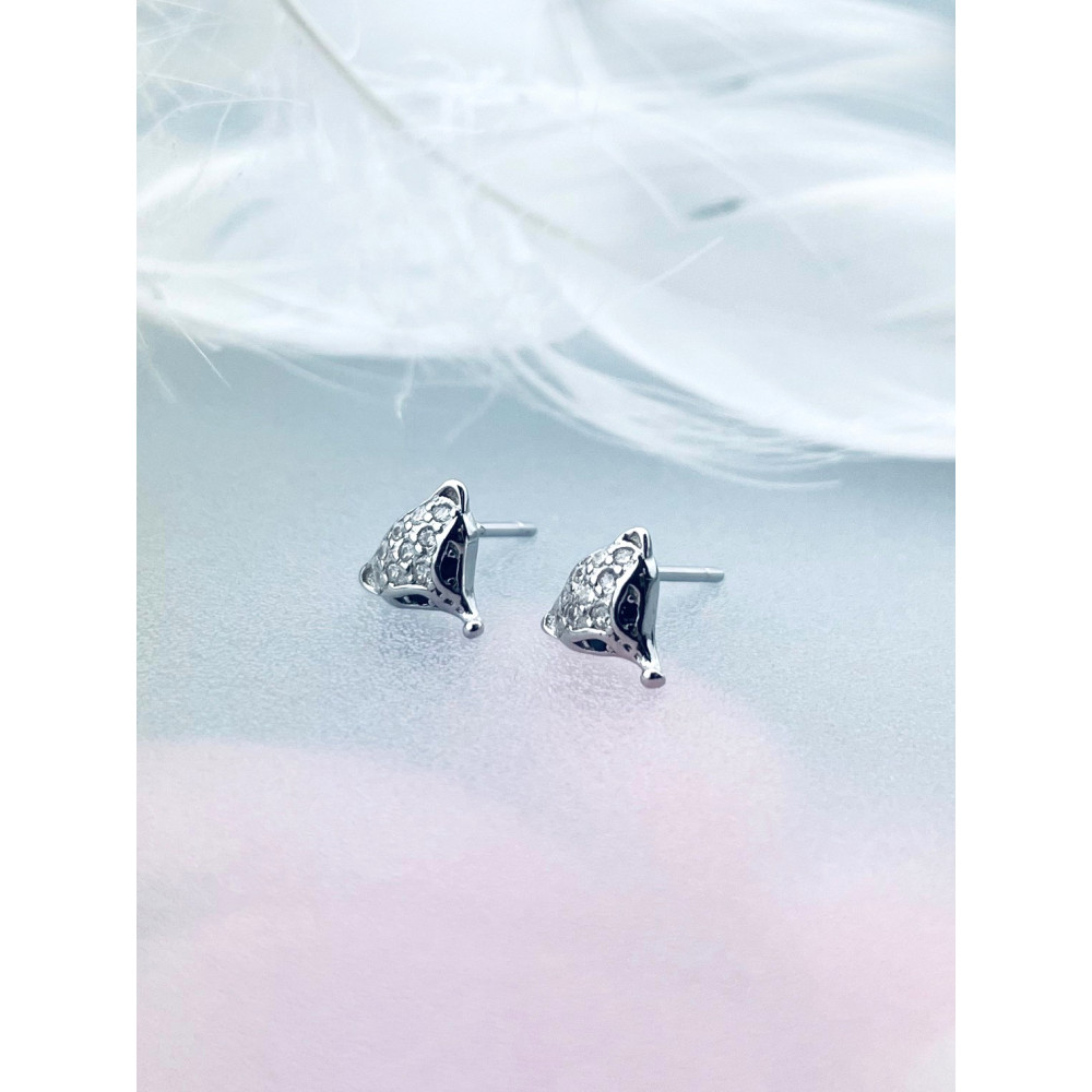 Srebrne kolczyki liski z cyrkoniami