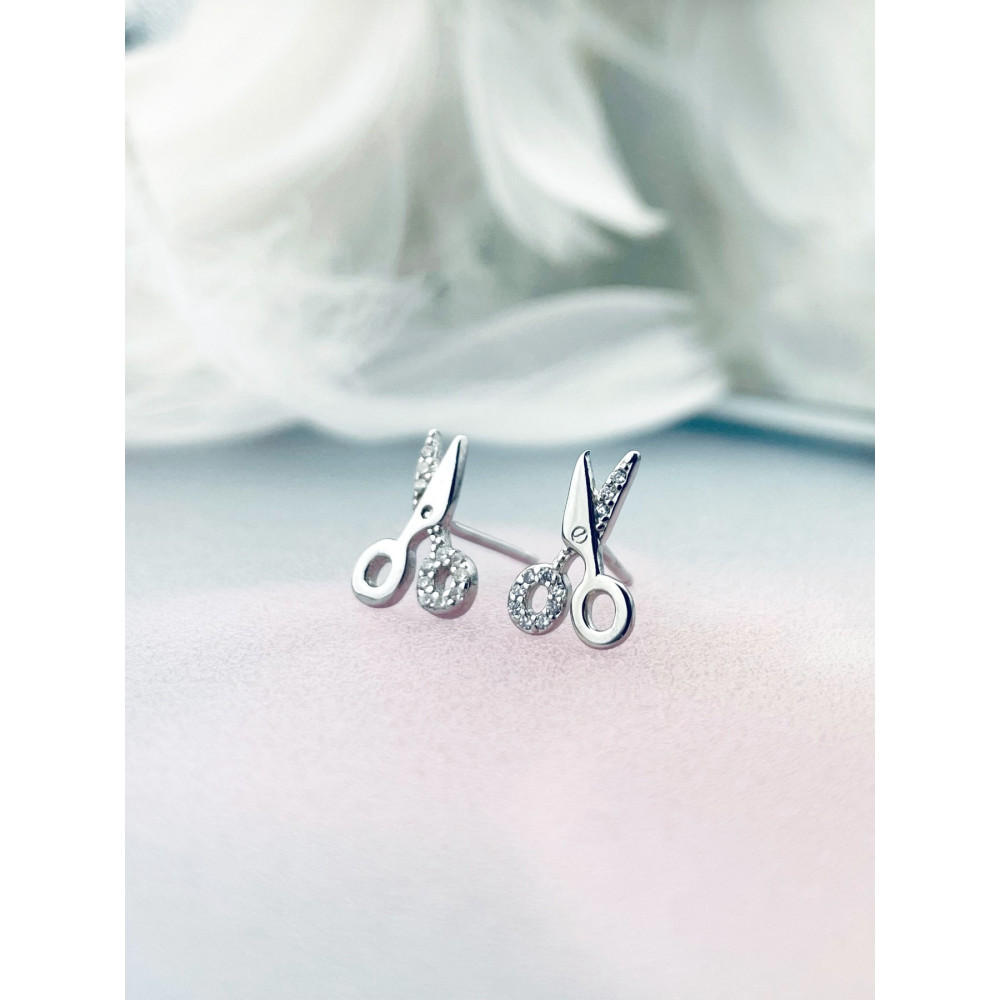 925 Silber Schere Ohrringe mit Zirkonia