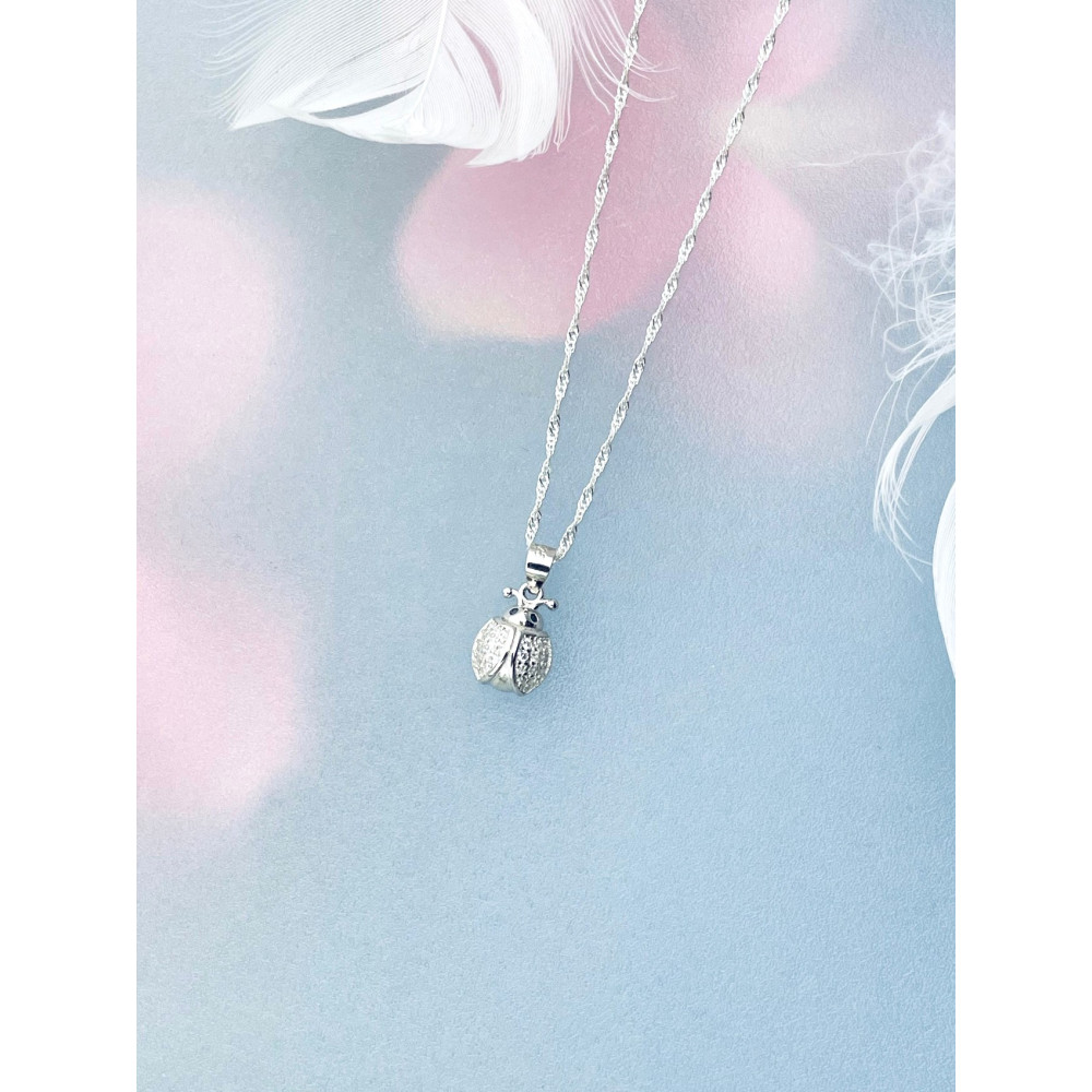 925 Silber Damen Medaillon Anhänger Marienkäfer mit Zirkonia